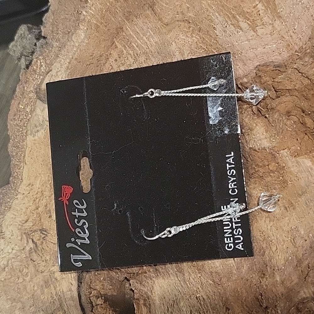 Vieste Genuine Austrian Crystal Silver Tone earrings